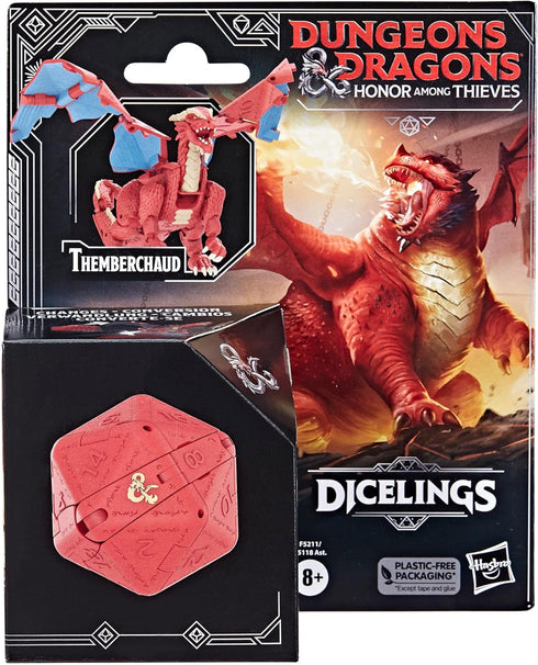 Dungeons & Dragons Honor Among Thieves D&D Dicelings Red Dragon Themberchaud Collectible, Monster Dice Converting Giant d20 Action Figures Role Pl...
