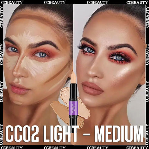 CCbeauty 2-IN-1 Matte Contour Stick Makeup,Cream Dual Highlighter Bronzer Stick, Highlighting & Contouring Kit, Highlight Concealer Sticks for Fac...