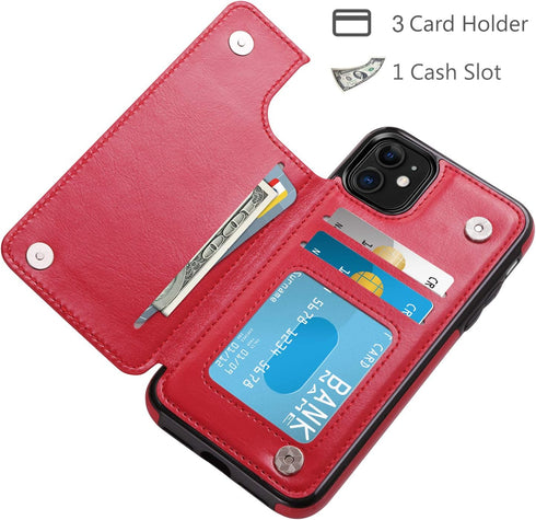 HianDier Wallet Case for iPhone 11 6.1-inch Slim Protective Case with Credit Card Slot Holder Flip Folio Soft PU Leather Magnetic Closure Cover fo...