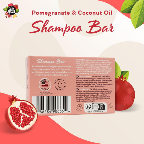 Pet Head Pomegranate Shampoo Bar for Dogs – 3in1 Cleanses, Hydrates & Nourishes All Dog Coats, with Oat Kernel Extract & Coconut Oil. Free of para...