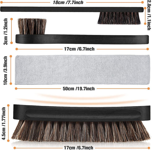 4 Pcs Horsehair Shine Shoes Brush Kit Polish Dauber Applicators Cleaning Leather Shoes Boots Care Brushes Suede Cleaner Brush with Microfiber Shoe...