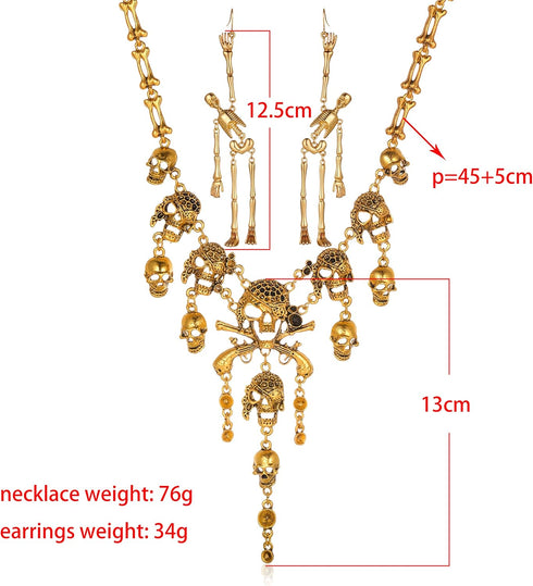 Halloween Pirate Skull Bib Necklace Sets for Women Horror Punk Collar Necklaces...