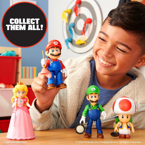 THE SUPER MARIO BROS. MOVIE - 5 Inch Action Figures Series 1 – Mario Figure with Plunger Accessory...