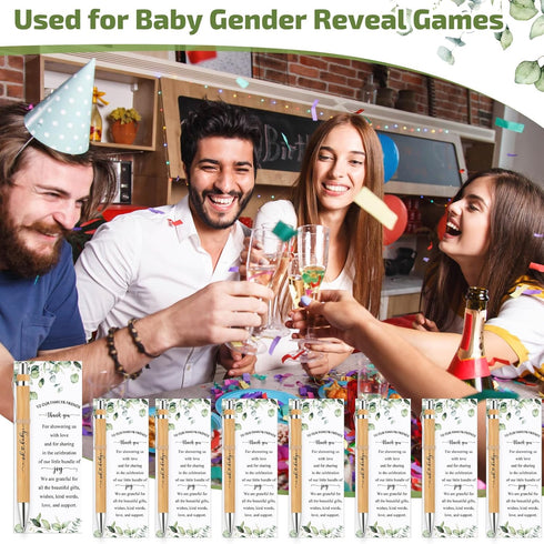 Yeaqee 25 Sets Woodland Safari Baby Shower Gifts for Guest Greenery Woodland Baby Shower Favors Retractable Baby Shower Pens Bamboo Pens Gender Re...