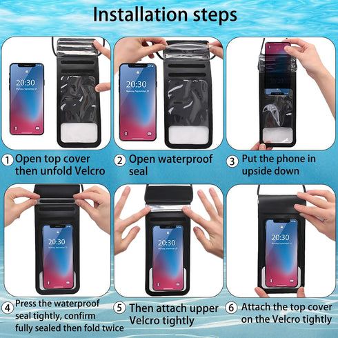 Waterproof Phone Pouch, Large Waterproof Phone Case, Universal Cell Phone Case Dry Bag, Compatible for iPhone, Samsung, All Smartphones Black...