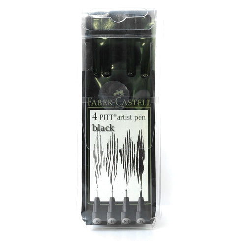 Faber-Castell FC167100 Pitt Artists Pen Assortments - Assorted Sizes - Set of 4 - Black...