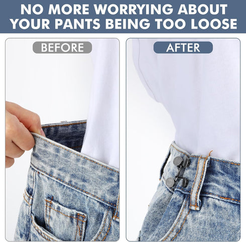 Andibro Pant Waist Tightener, 4 Set Jean Buttons for Loose Jeans, Adjustable Waist Buckle Set Adjustable Waistband Tightener Button for Jeans to M...