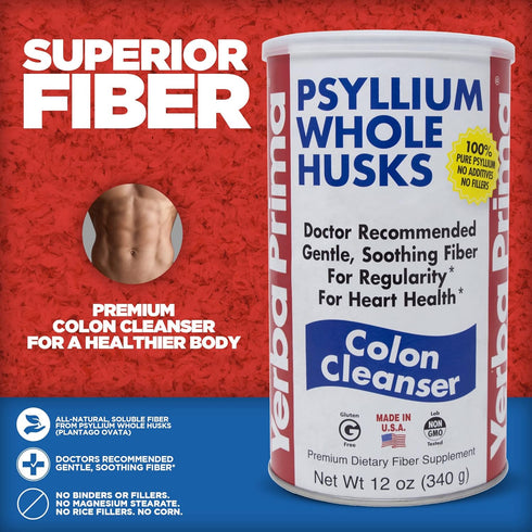 Yerba Prima Psyllium Husk, 12 Ounce - Whole Husk Fiber Supplement, Vegan, No Sugar or Artificial Sweeteners, Non GMO, Gluten Free...