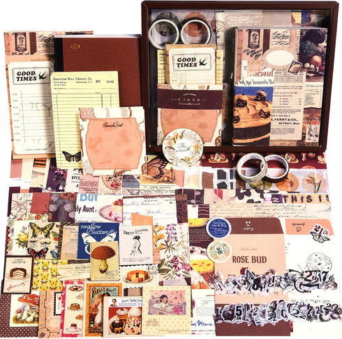 Scrapbooking Supplies Kit, 351pcs Bullet Junk Journal Kit with Journaling Supplies, Vintage Aesthetic Scrapbook Paper A6 Grid Notebook, Scrapbook ...