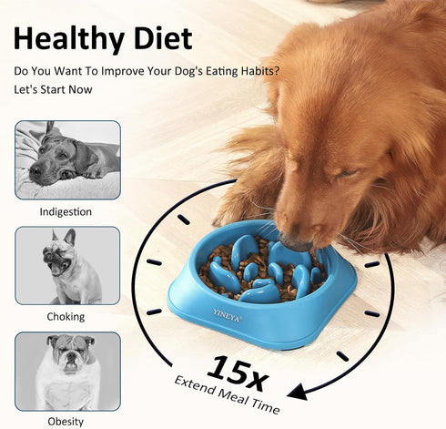 2Pcs Slow Feeder Dog Bowls Large Breed, Dog Slow Feeder Bowl, Dog Food Bowls Slow Feeder, Dog Bowl Slow Feeder, Dog Bowl That Slow Down Eating, Pu...