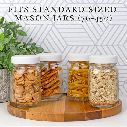 Cornucopia Brands White Plastic Standard Mason Jar Lids (24-Pack); Regular Mouth Lined Storage Caps...