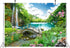 BELECO Picturesque Garden Background Fabric 5x3ft Outdoor Tropical Landscape Mountain Trees Waterfall Lake Birds White Horse and Wooden Bridge Sce...