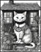 Posterizer 1 pcs- gothic themed house with white cat-Gothic Art-Art for Animal Lovers- Living Room Bedroom Decor- unframed wall art...