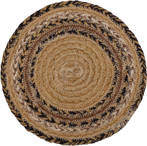 VHC Brands Kettle Grove Jute Stencil Star 8 inch Trivet Primitive Country Patchwork Kitchen Tabletop Design, Tan...