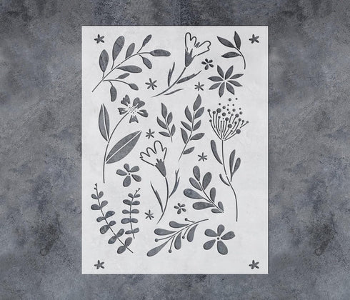 GSS Designs Wildflower Stencil for Painting on Wall Wood Canvas Furniture Reusable Art Flower Stencil for Craft Leaf Stencils for Walls 12x16Inch...
