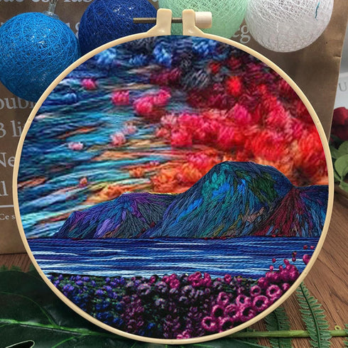Liveish Flower Forest and Sea Mountain Embroidery Kits,Embroidery kit for beginners adults,embroidery kits for beginners with Patterns and Instruc...