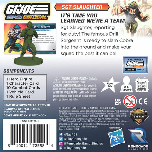 Renegade Game Studios G.I. Joe Mission Critical: SGT Slaughter Figure Pack - RPG Expansion Pack, New Figure & Cards, Roleplaying Game...