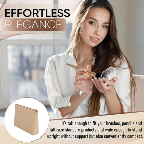 Silicone Makeup Bag with Metal Zipper: Luxurious Makeup Bags for Women, Ultimate Makeup Brush Holder & Travel Cosmetic Toiletry Bag Organizer Free...