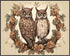 Posterizer 1 pcs- Two owls sitting on a tree with wild flowers-Art for Animal Lovers-Floral Botanical Art- Gift for Men Women Teens-Decor for Hom...