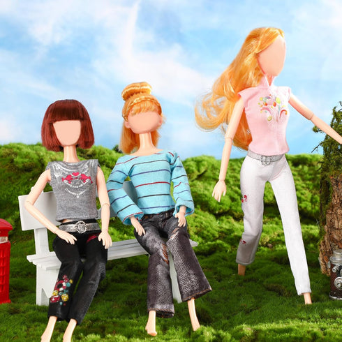 UPINS 10 Pcs Doll Clothes Girls Doll Accessories for 11.8 Inch Doll Include T-Shirt Pants Regular Outfit Doll Clothing Girl Birthday Gift...