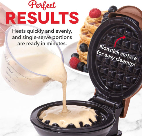 DASH Mini Maker for Individual Waffles, Hash Browns, Keto Chaffles with Easy to Clean, Non-Stick Surfaces, 4 Inch, Orange Leopard...