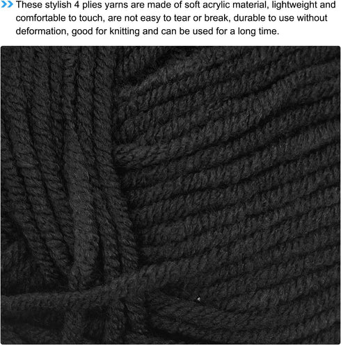 uxcell Acrylic Yarn Skeins, 2 Pack of 50g/1.76oz Soft Crochet Yarns for Knitting and Crocheting Craft Project, Black...