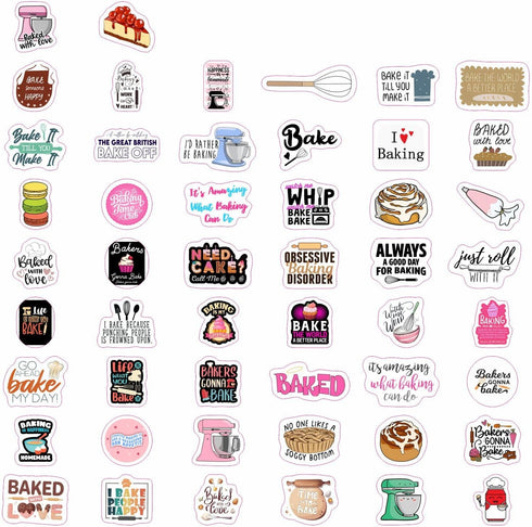 100Pcs Baking Stickers Funny, Bakery Stickers for Water Bottles - Baking Laptop Decals, Baking Party Favors for Kids Birthday Party, Bakery Themed...