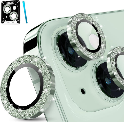 imluckies for iPhone 15 - iPhone 15 Plus Camera Lens Protector Bling, HD Clear Aluminum Alloy Individual Ring, 9H Tempered Glass Camera Back Scree...