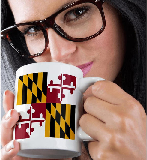 3dRose (mug_158370_1) State Flag of Maryland - US American - Heraldic banner of George Calvert 1st Baron Baltimore America - Ceramic Mug, 11-ounce...