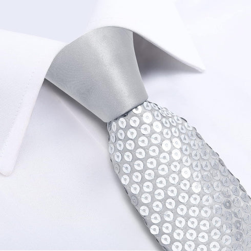 DiBanGu Mens Sequin Skinny Tie and Pocket Square Set,Shiny Solid Satin Slim Necktie for Party Wedding...