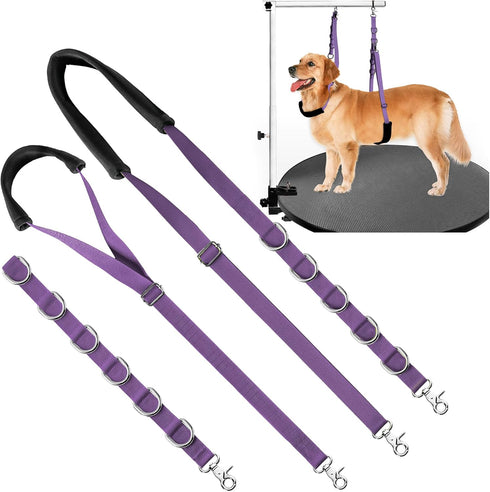 Dog Grooming Belly Strap - Dog Grooming Table Arm Extender with Clamp Extension Loop Bathing Restraint Leash No Sit Haunch Holder for Small & Medi...