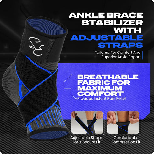 1 Pair Ankle Brace with Ankle Strap for Men & Women: Plantar Fasciitis Relief, Ankle Support, Neuropathy Pain Relief, Achilles Tendonitis, Ankle/F...