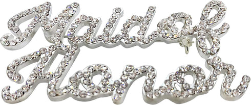 Rhinestone Pin-Maid of Honor-Silver Brooch, One Size...