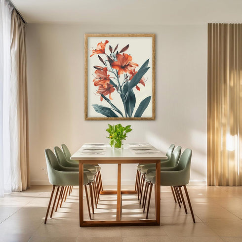 Posterizer 1 pcs-unique orange minimal flower design-Floral & Botanical Art-Abstract & Modern Art-Decor for Home & Office- UNFRAMED Wall Art...