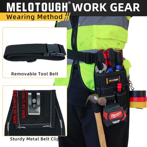 MELOTOUGH Pocket Tool Pouch Tool Belt Pouches with Belt Clip Utility Mini Tool Organizer Pouch for Electrician,Carpenter,Construction,Technician...