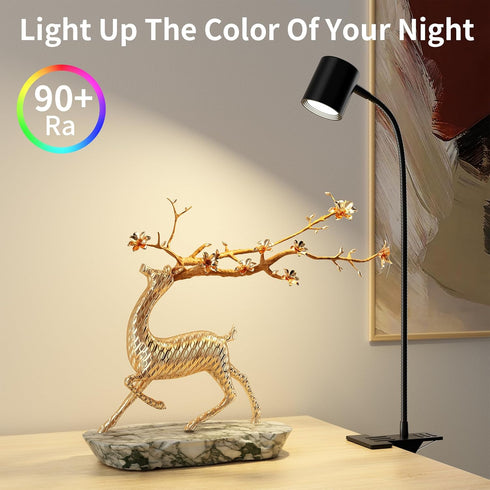 Dott Arts Desk Lamp,USB Clip On Light with 3 Color Modes,LED 10 Levels Brightness Reading Light, 360°Gooseneck Book Light,Eye-Care Reading Lamp fo...