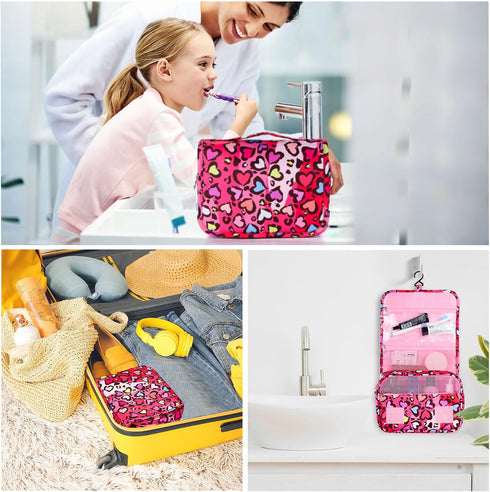 Kids Hanging Toiletry Bag for Girls, Travel Toiletry Bag for Little Young Girls Cosmetic Makeup Waterproof Wash Bag Toddler Traveling Toiletries, ...