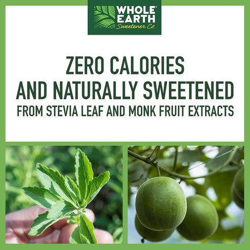 WHOLE EARTH Stevia & Monk Fruit Plant-Based Sweetener, 9.8 Ounce Jar...