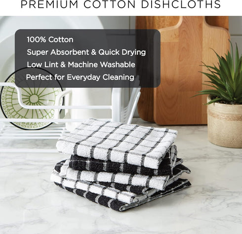 DII Basic Terry Collection Windowpane Dishcloth Set, 12x12, Blueberry, 6 Piece...