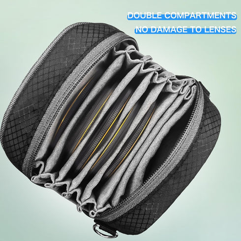 Lightdow Camera Filter Bag, Detachable 8-Slot Lens Filter Carry Case Photography Filter Holder Belt Loop Pouch Water-Resistant and Dustproof Desig...
