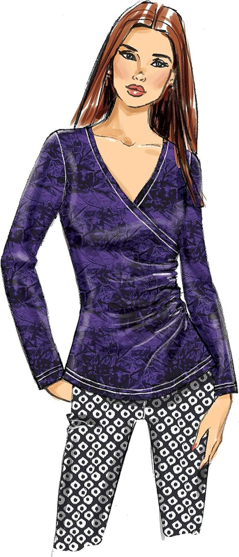 Butterick B6628A5 Easy Women's Wrap Front Blouse Sewing Patterns, Sizes 6-14...
