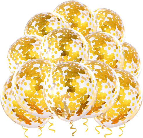 Gold Confetti Balloons, 25 Pcs Thickened 12 Inch Clear Latex Balloon with Confetti Inside for Graduation Decorations Engagement Bridal Shower Part...
