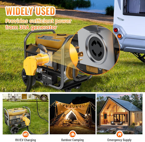 NEMA L14-30P to 14-50R RV Generator Adapter, 30 Amp to 50 Amp Twist Locking Generator 4 Prong Male Plug to 4 Prong RV Female, Heavy Duty for RV Tr...