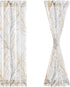 FMFUNCTEX Sheer Sidelight Front Door Curtains 40 Inches Long White Yellow Branch Tree Half Print Curtain for Patio Doors with Matching Tiebacks 24...
