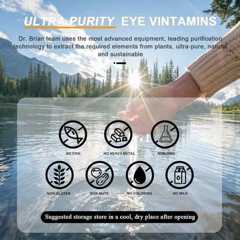 Dr. Brian Eye Vitamins Lutein & Zeaxanthin Capsule Lutein Supplement with Lutein 16mg Zeaxanthin 4mg Astaxanthin 5mg Vitamin A 2333iu Vitamin E 9i...