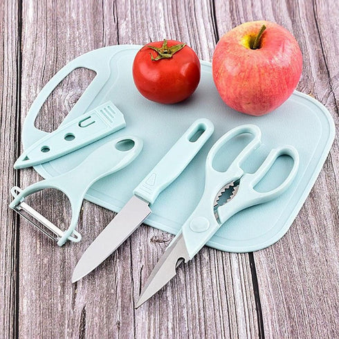 Magicorange Travel Cutting Board Set, 3 Pcs Portable Mini Camping Plastic Cutting Board Set & Stainless Steel Knife with Sheath, Fruits & Vegetabl...