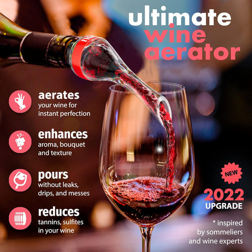 Wine Aerator - New 2024 Luxury Wine Air Aerator - Wine Aerators Pourer - Red Wine Decanter with Aerator - Wine Aerator Pourer Spout - Professional...