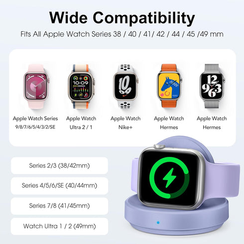 Portable Magnetic Charging Dock for Apple Watch, Wireless Fast Watch Charger Stand with Charging Cable, Support Nightstand Mode, Compatible with A...