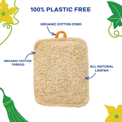 All Natural Loofah Kitchen Sponge (4 Pack) - Eco Friendly Sponges - Compostable Sponge - Biodegradable Sponges Kitchen - Natural Sponges for Dishe...