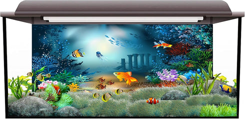 AWERT 48x20 inches Underwater World Aquarium Background Cartoon Aarine Benthos Aquatic Plants Coral Fish Fish Tank Background Vinyl Background...